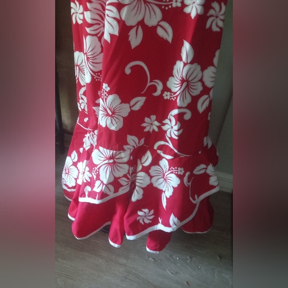 Vintage Hawaiian Maxi Dress Mumu Tropical Hibiscus - Picture 10 of 12